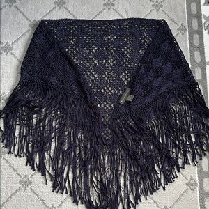 Banana Republic Navy Fringe Wrap